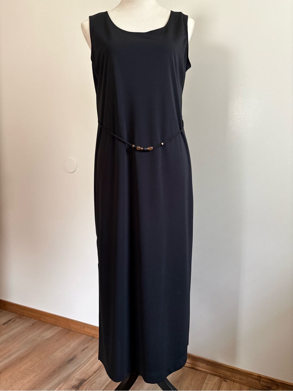Miss Dorby Classic 90’s Black Sleeveless Maxi Beaded Detail Dress Size 10